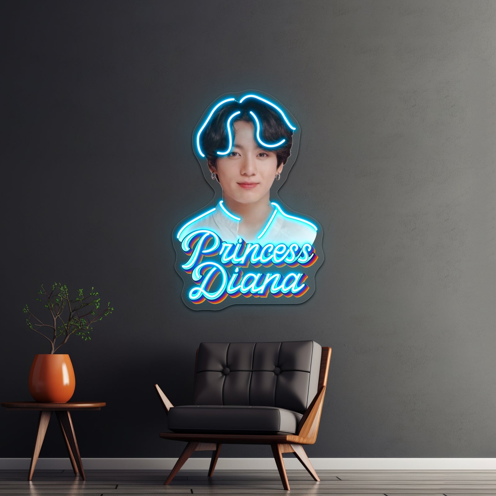 Princess Diana Jungkook Kpop Retro Meme Artwork Led Signs | Shineneon