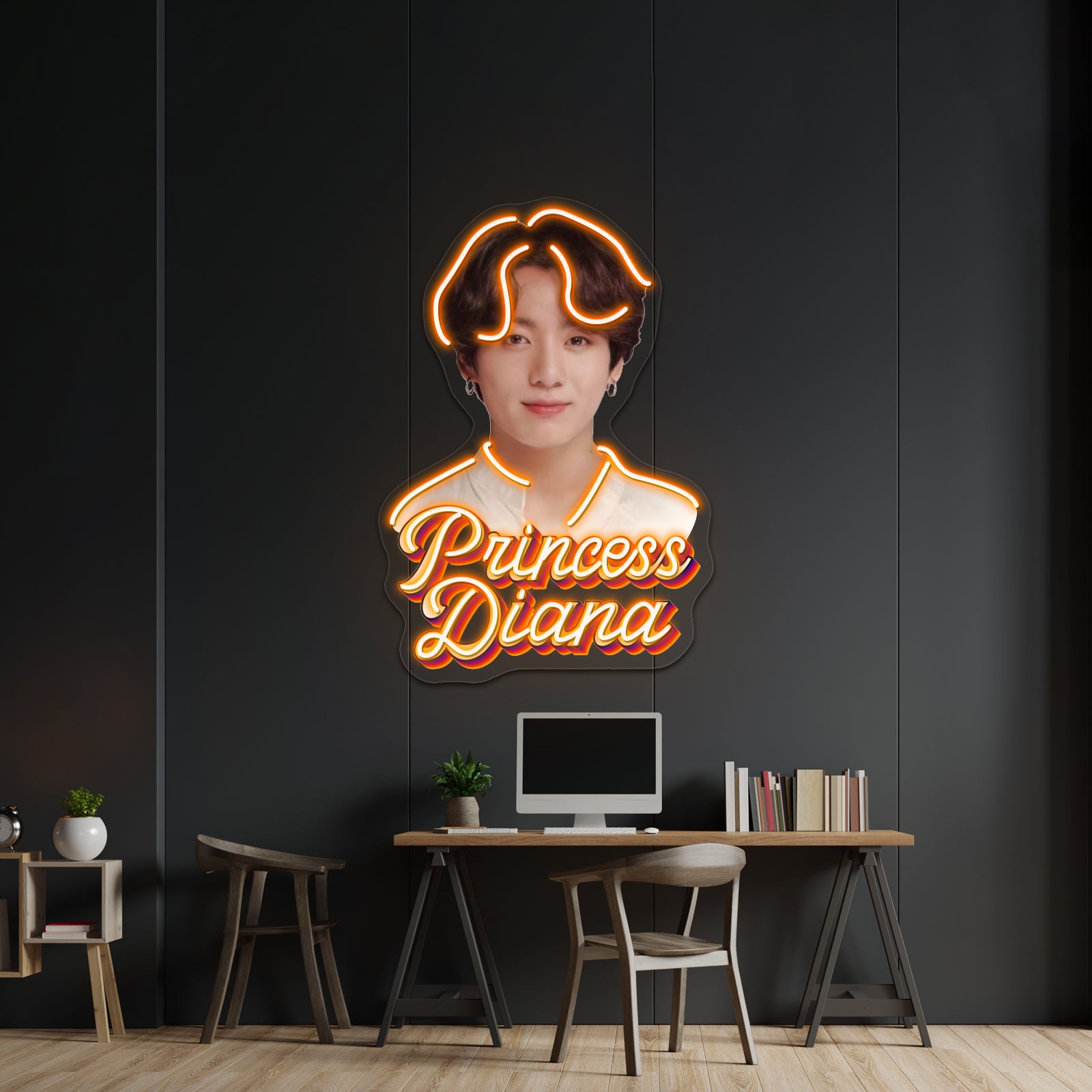 Princess Diana Jungkook Kpop Retro Meme Artwork Led Signs | Shineneon