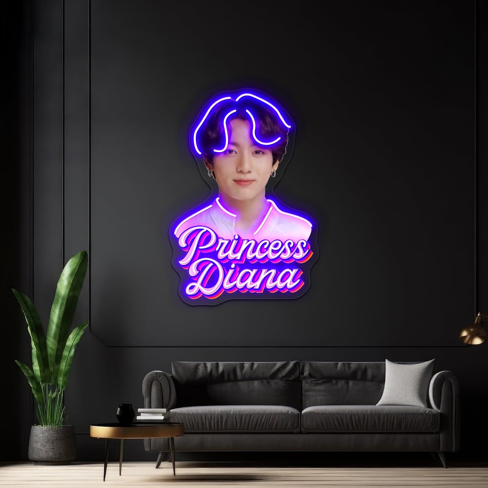 Princess Diana Jungkook Kpop Retro Meme Artwork Led Signs | Shineneon