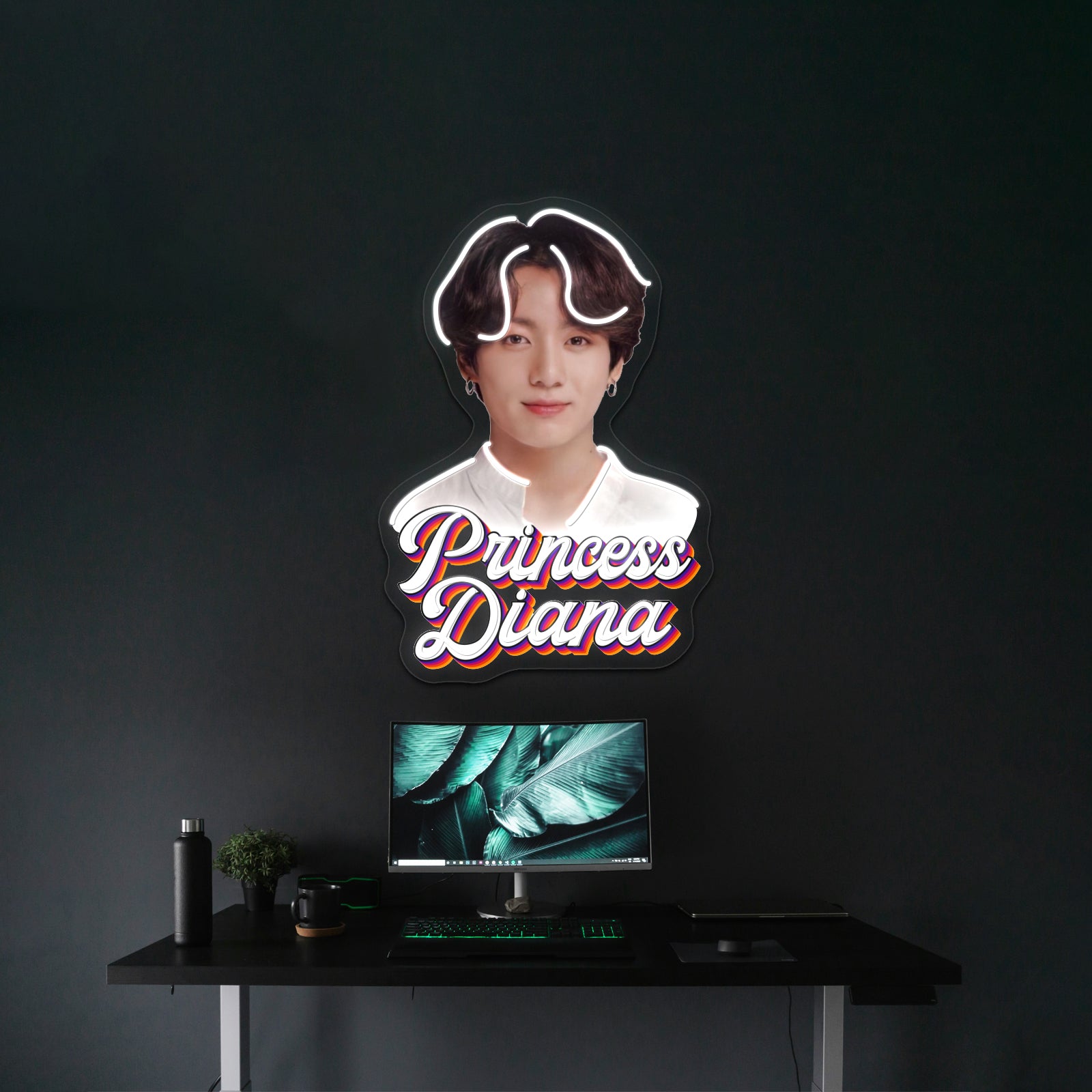 Princess Diana Jungkook Kpop Retro Meme Artwork Led Signs | Shineneon