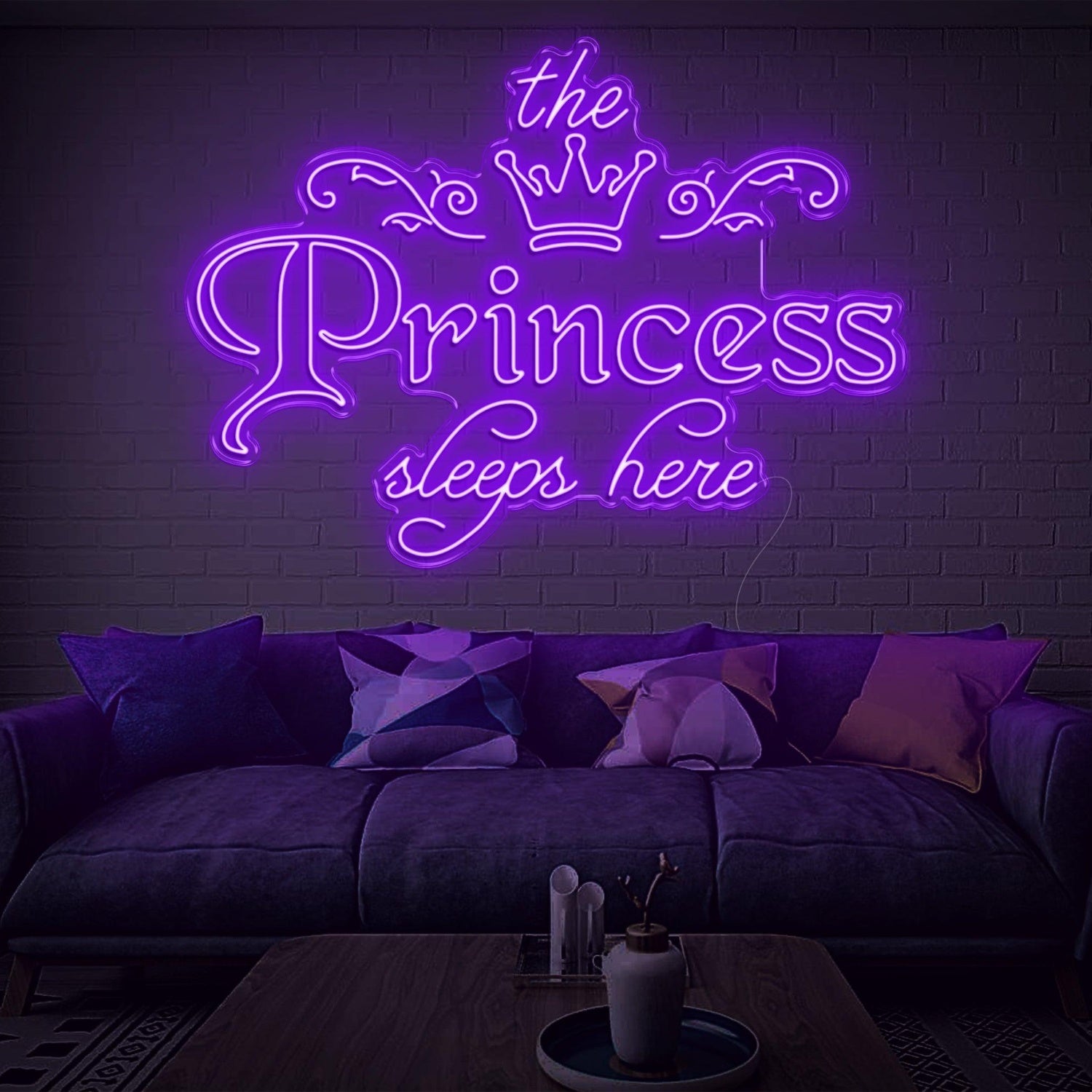 Princess Sleeps Here Pink Crown Led Neon Sign For Girls Bedroom Wall Decor | Shineneon