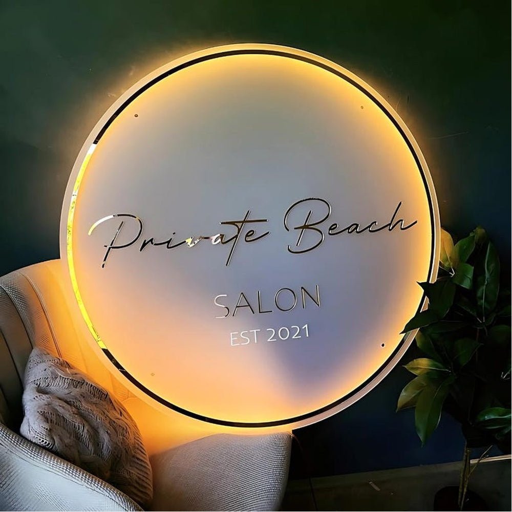 Private Beach Salon Acrylic Business Logo Sign - Shineneon