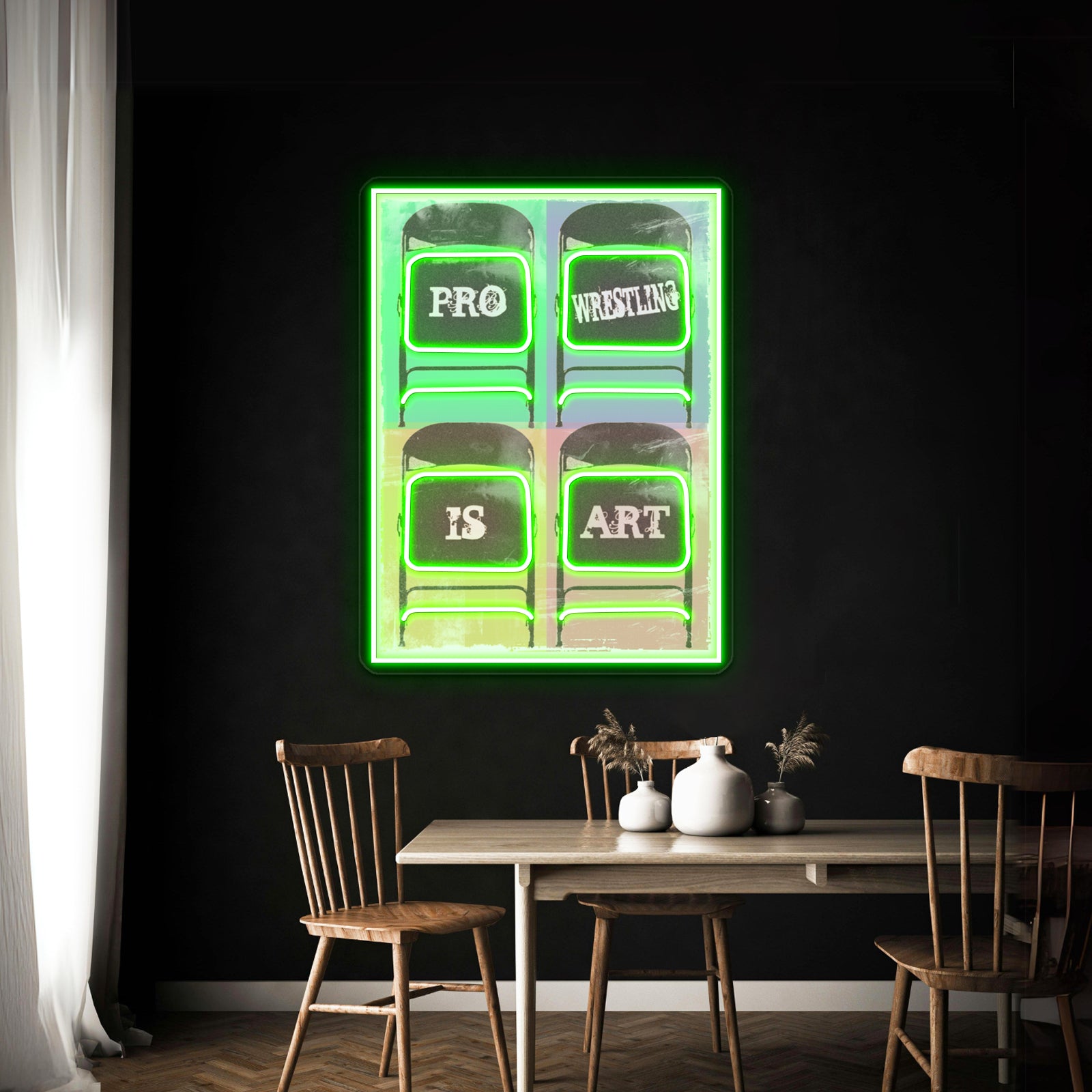 Pro Wrestling Is Art Chairs Artwork Led Signs For Bedroom | Shineneon