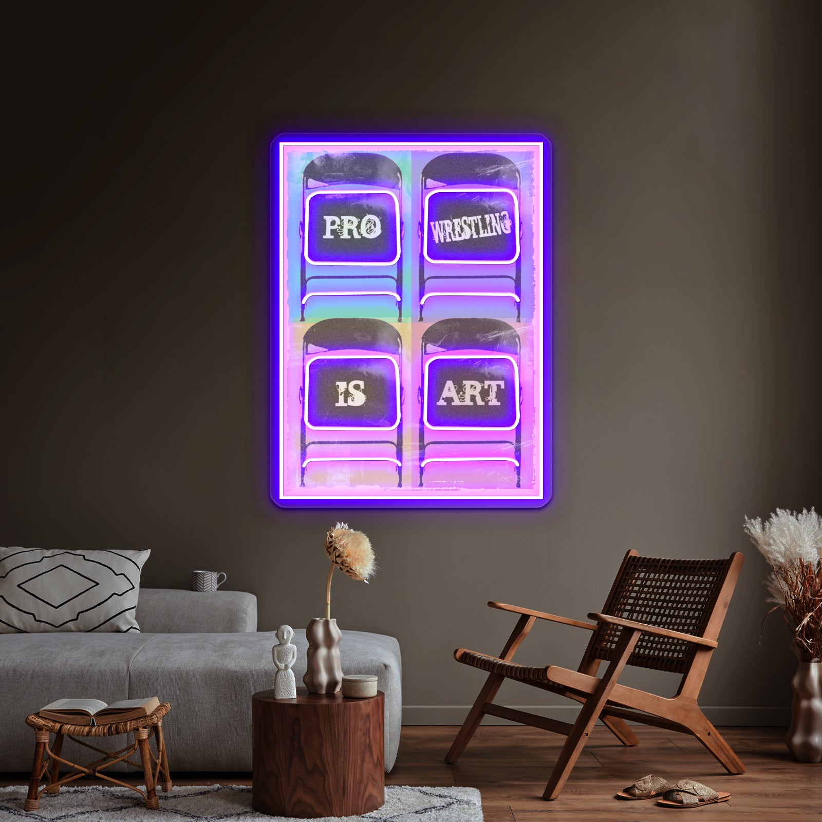 Pro Wrestling Is Art Chairs Artwork Led Signs For Bedroom | Shineneon