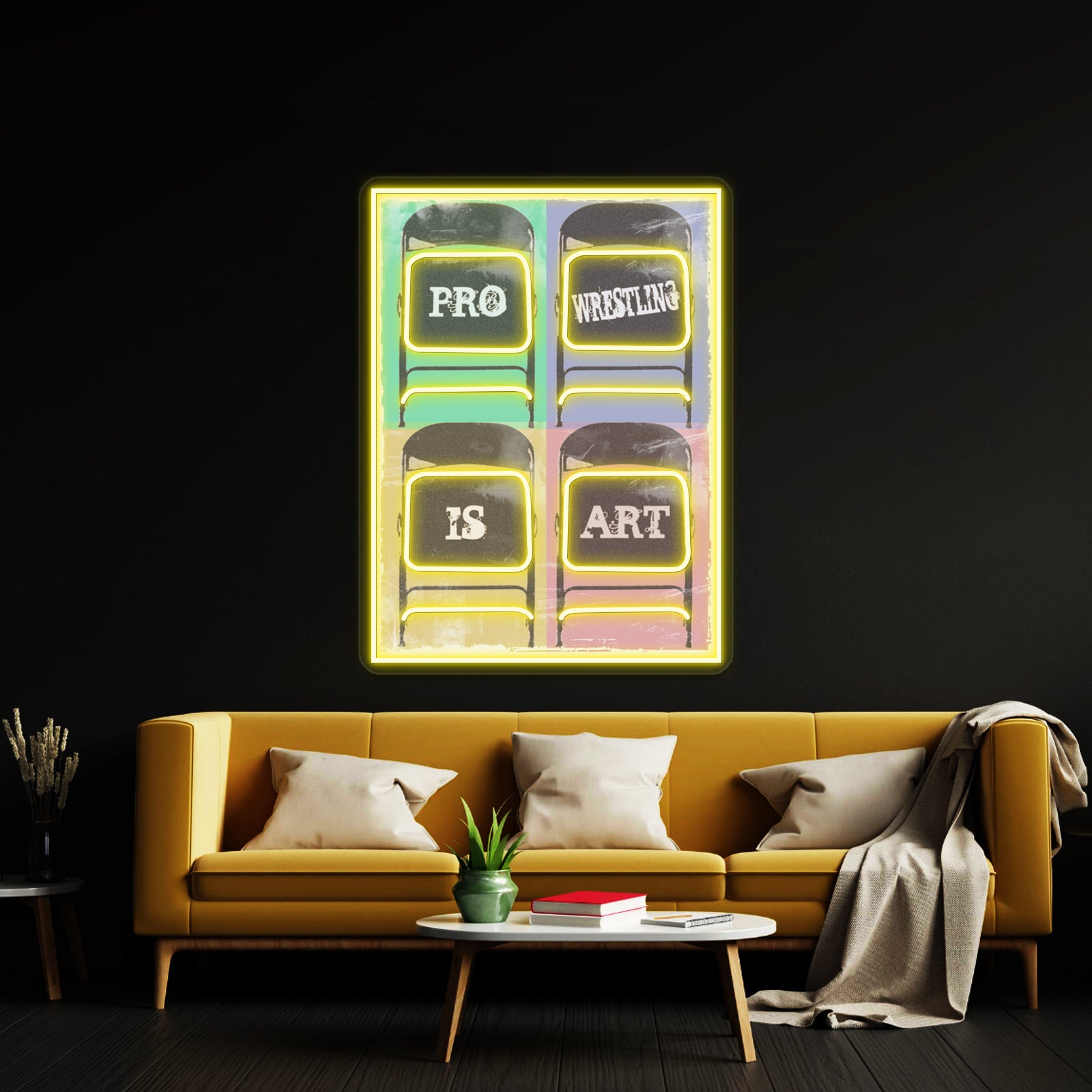 Pro Wrestling Is Art Chairs Artwork Led Signs For Bedroom | Shineneon