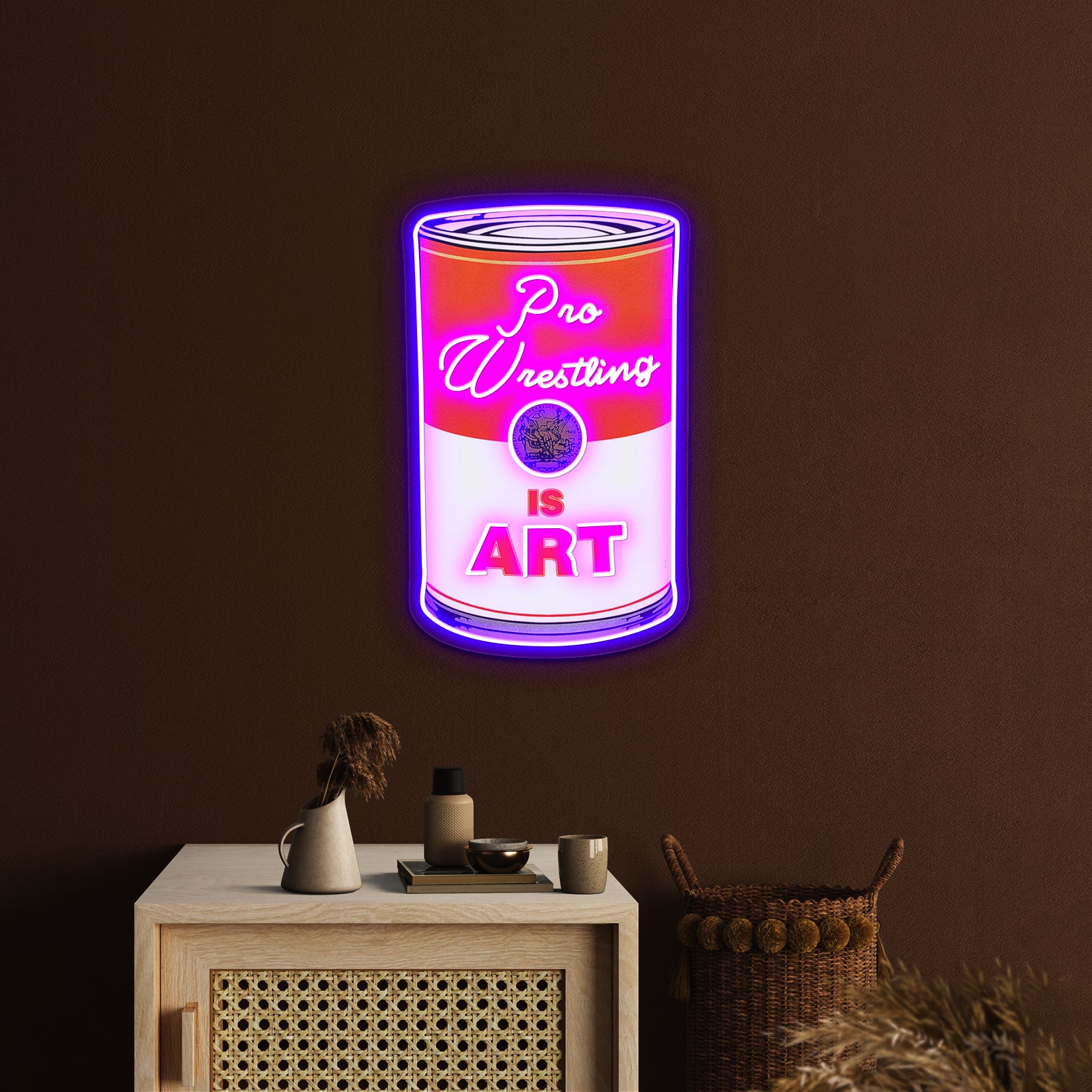 Pro Wrestling Is Pop Art Colour Artwork Led Signs For Bedroom | Shineneon