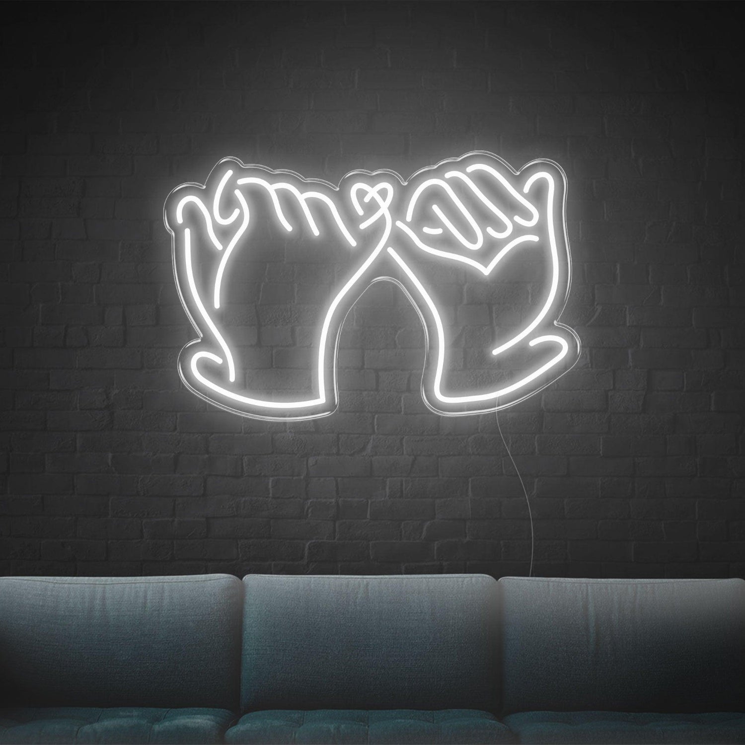 Promise Hands-Heart White Led Neon Sign For Romantic Indoor Decor | Shineneon