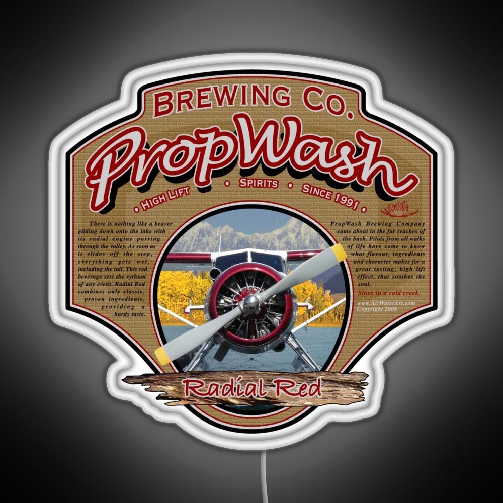 Propwash Brewing Co Radial Red Dhc 2 Beaver Rgb Led Neon Sign Pop Wall Art - Shineneon