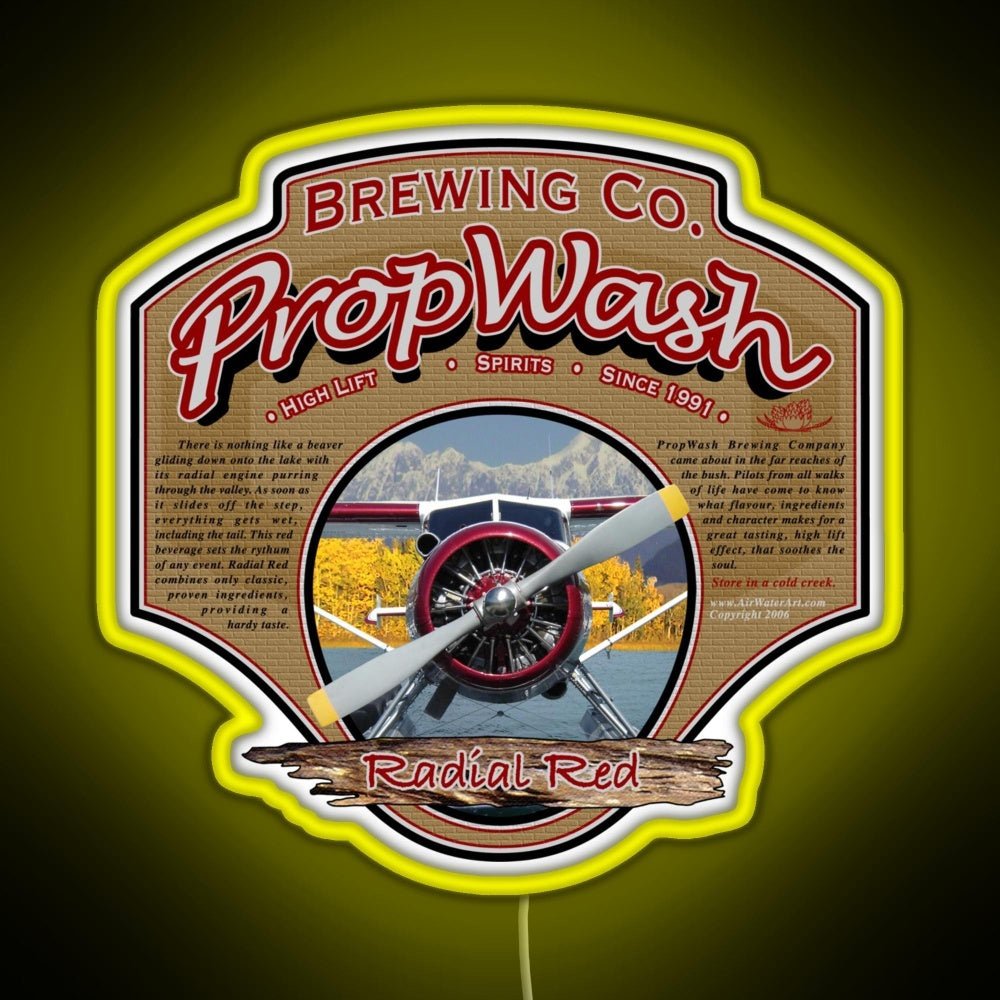 Propwash Brewing Co Radial Red Dhc 2 Beaver Rgb Led Neon Sign Pop Wall Art - Shineneon