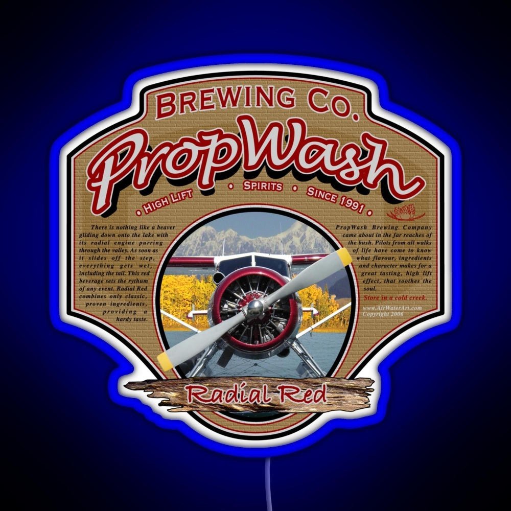 Propwash Brewing Co Radial Red Dhc 2 Beaver Rgb Led Neon Sign Pop Wall Art - Shineneon