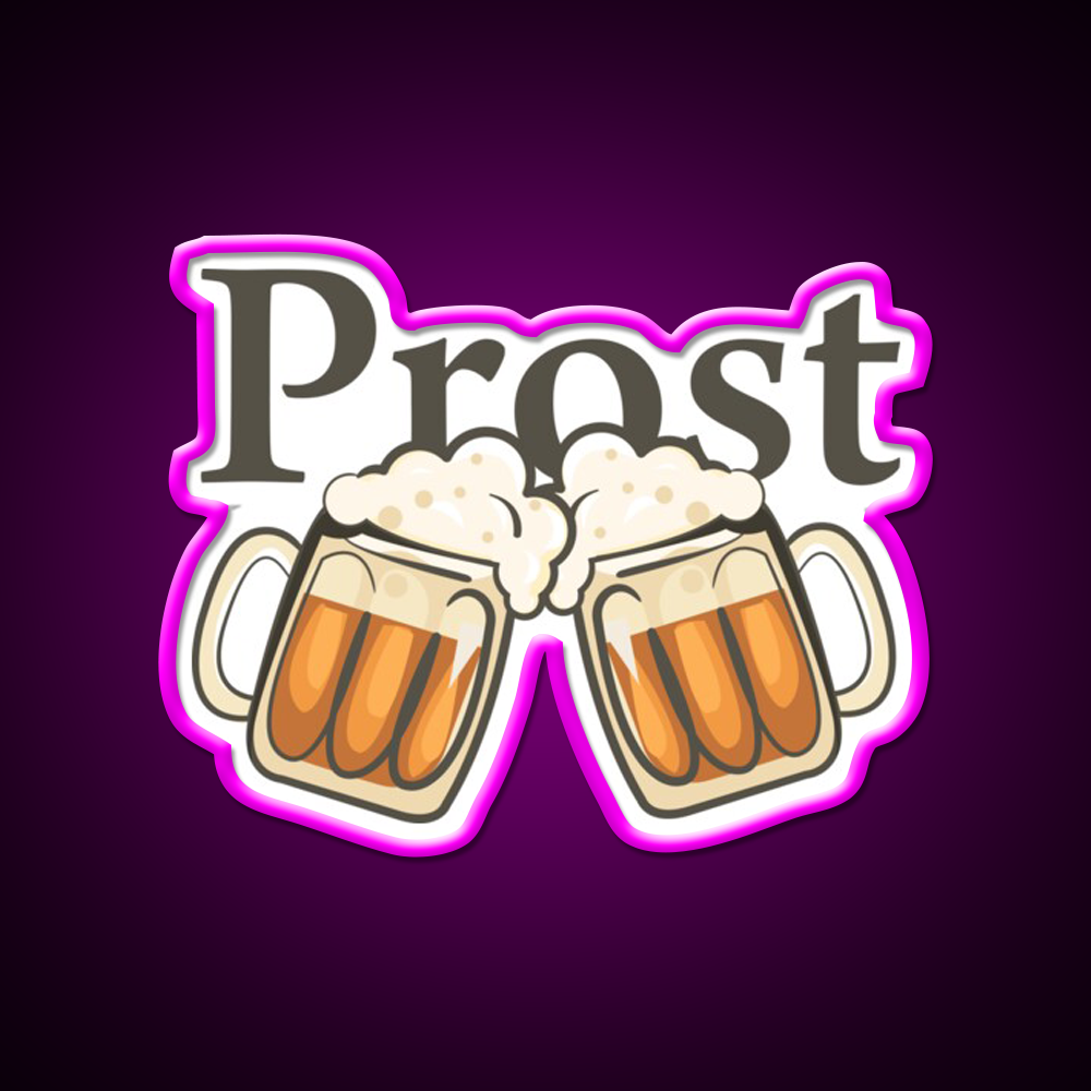 Prost 2024 Beer Bar Decor Led Neon Sign Rgb Color - Neon sign mounted on wall in room