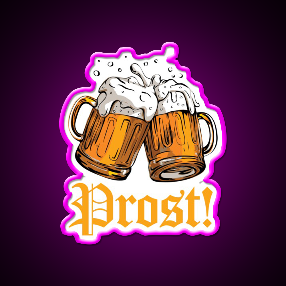 Prost Oktoberfest Beer Bar Decor Led Neon Sign Rgb Color - Neon sign mounted on wall in room