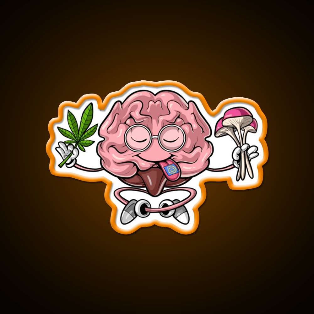 Psychedelic Brain Hemp Inspired Green Leaf Led Neon Sign Rgb Color - Shineneon