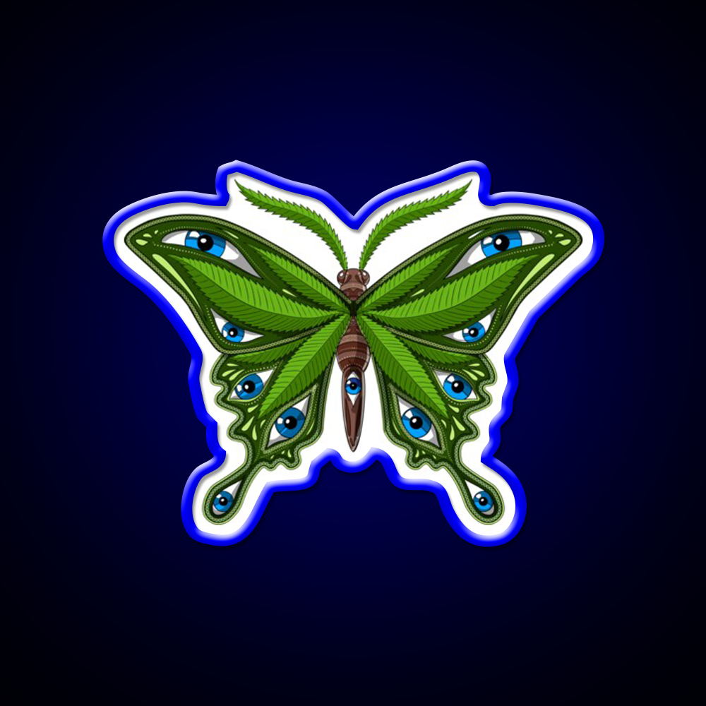 Psychedelic Butterfly Hemp Inspired Green Leaf Led Neon Sign Rgb Color - LED neon sign view 5