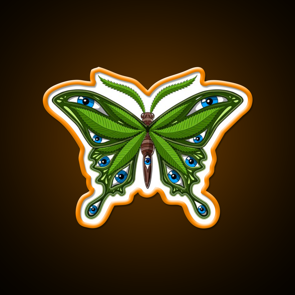 Psychedelic Butterfly Hemp Inspired Green Leaf Led Neon Sign Rgb Color - LED neon sign view 6