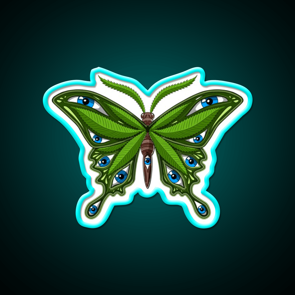 Psychedelic Butterfly Hemp Inspired Green Leaf Led Neon Sign Rgb Color - Shineneon