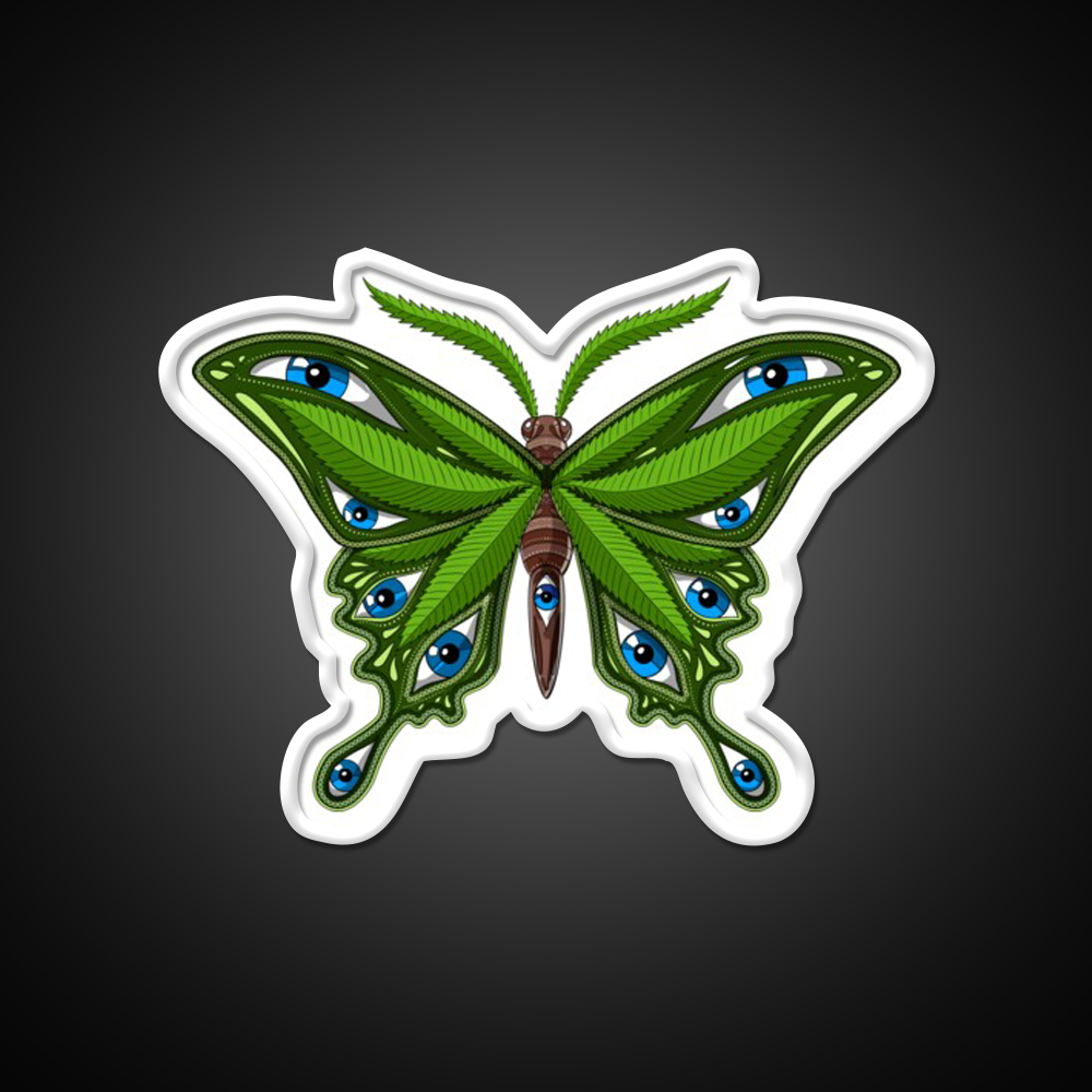 Psychedelic Butterfly Hemp Inspired Green Leaf Led Neon Sign Rgb Color - LED neon sign view 11