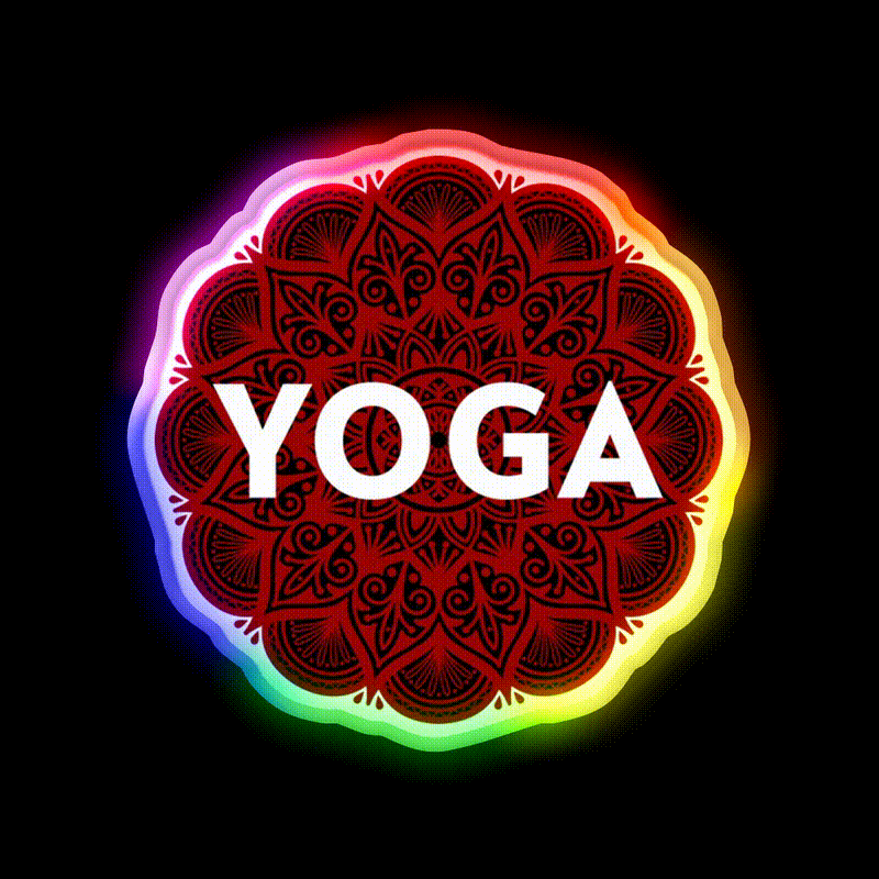 Psychedelic Floral Yoga Led Neon Sign For Wellness Space Rgb Color