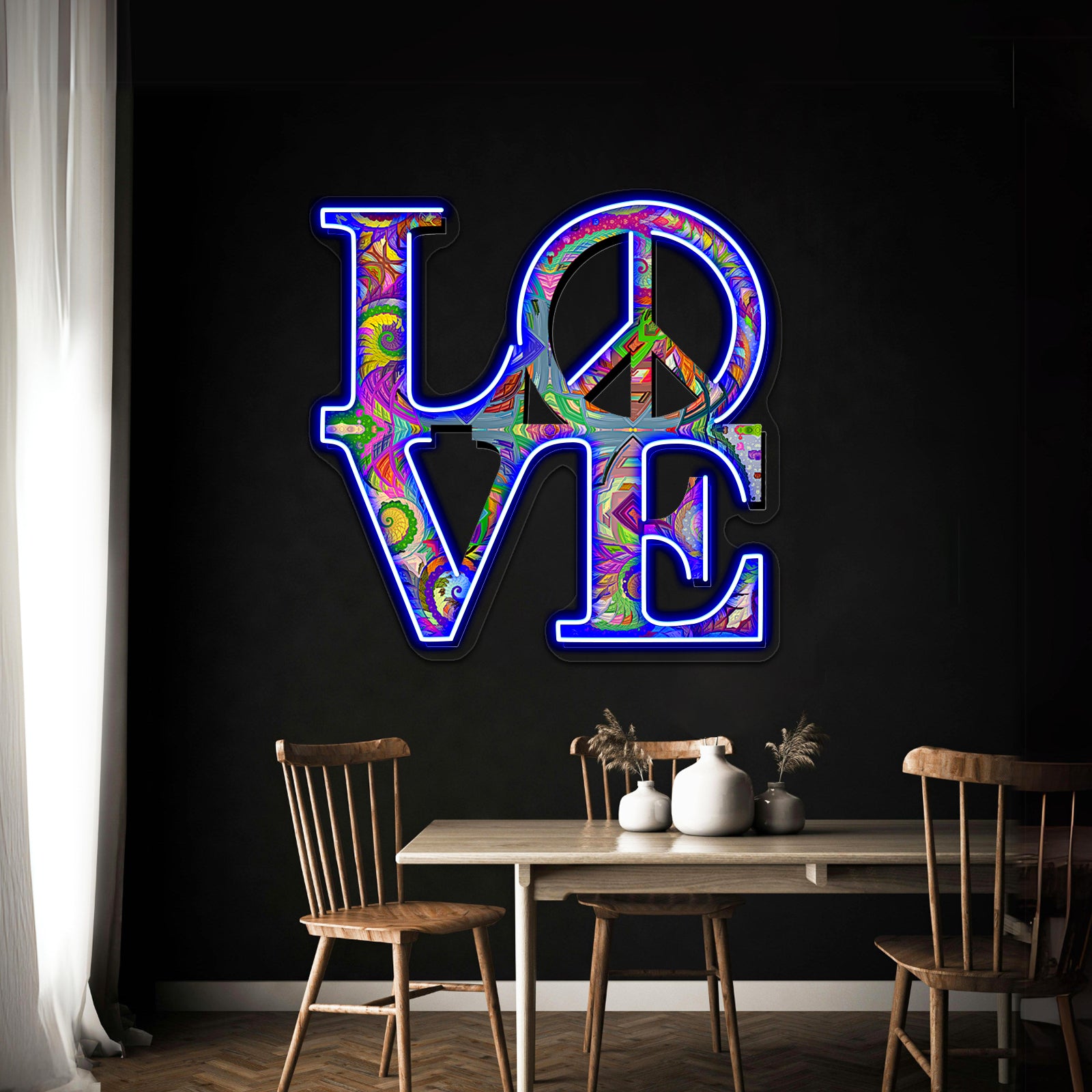 Psychedelic Love And Peace Artwork Led Signs For Bedroom | Shineneon