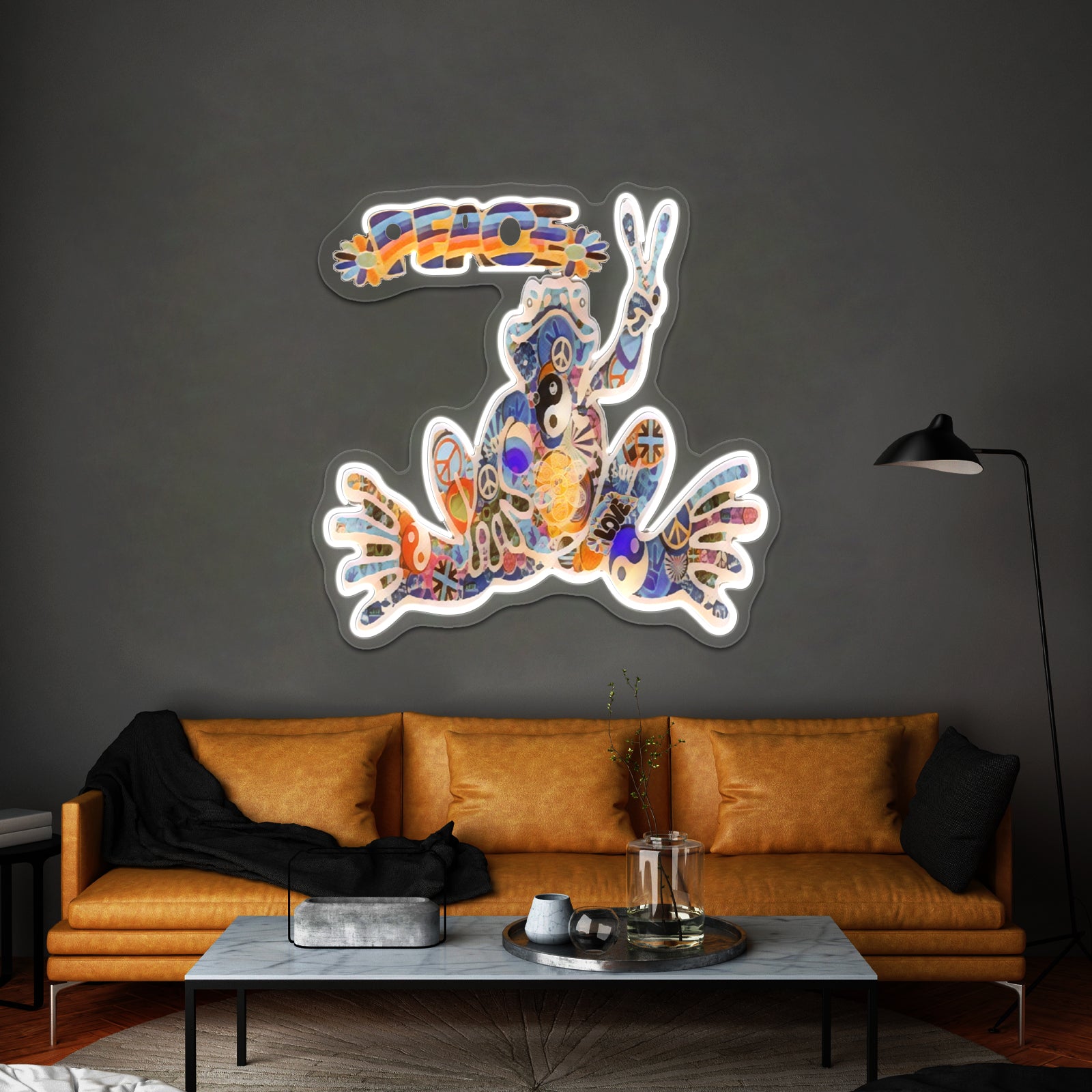 Psychedelic Peace Frog Wall Artwork Neon Signs | Shineneon