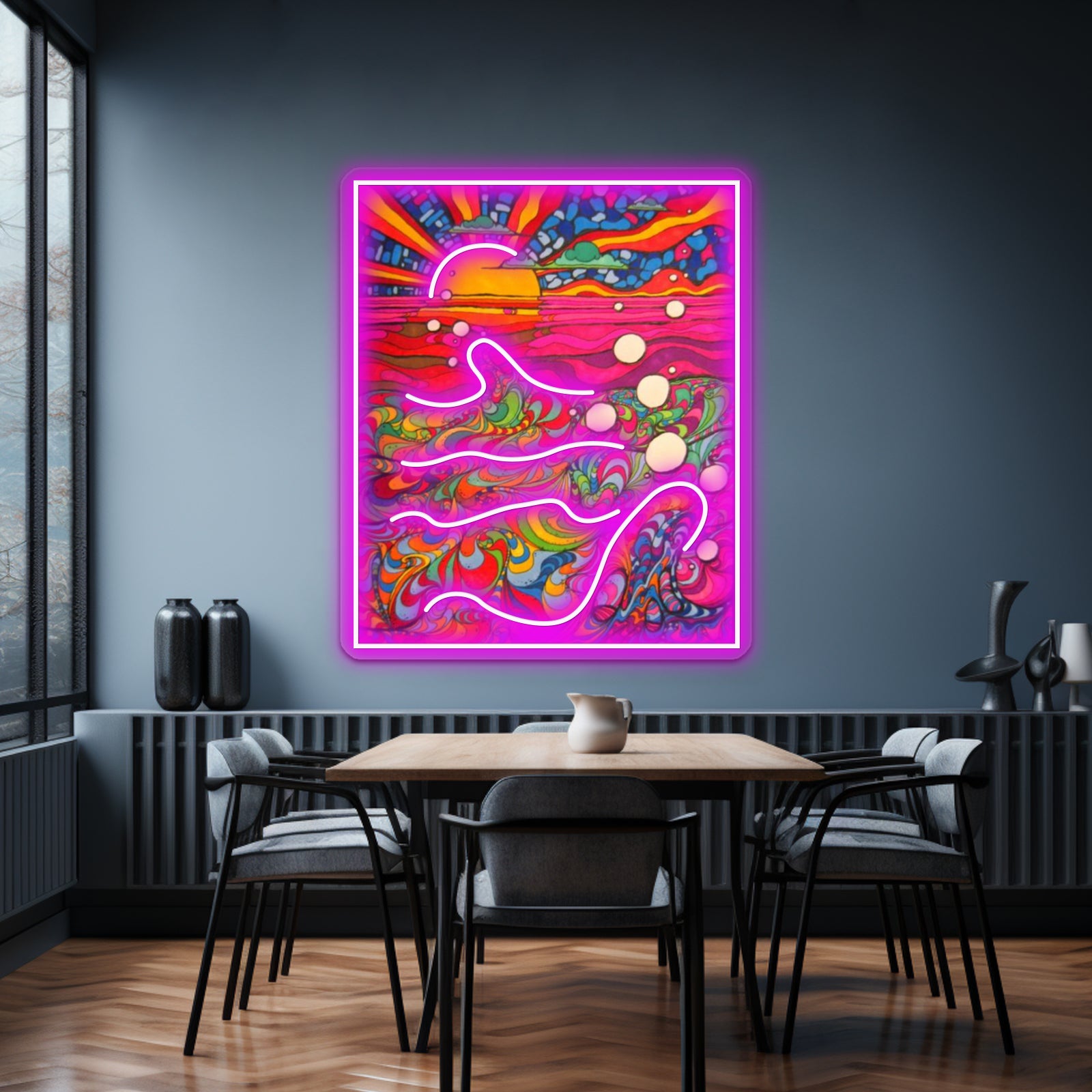 Psychedelic Trippy Hippy Colorful Illustration Wall Artwork Neon Signs | Shineneon