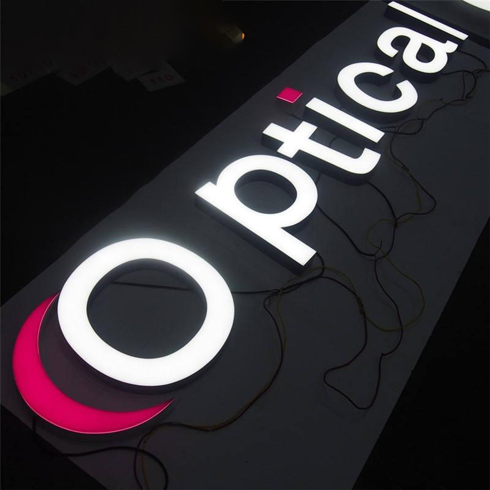 Ptical With Logo 3D Frontlit Letters Metal Led Sign