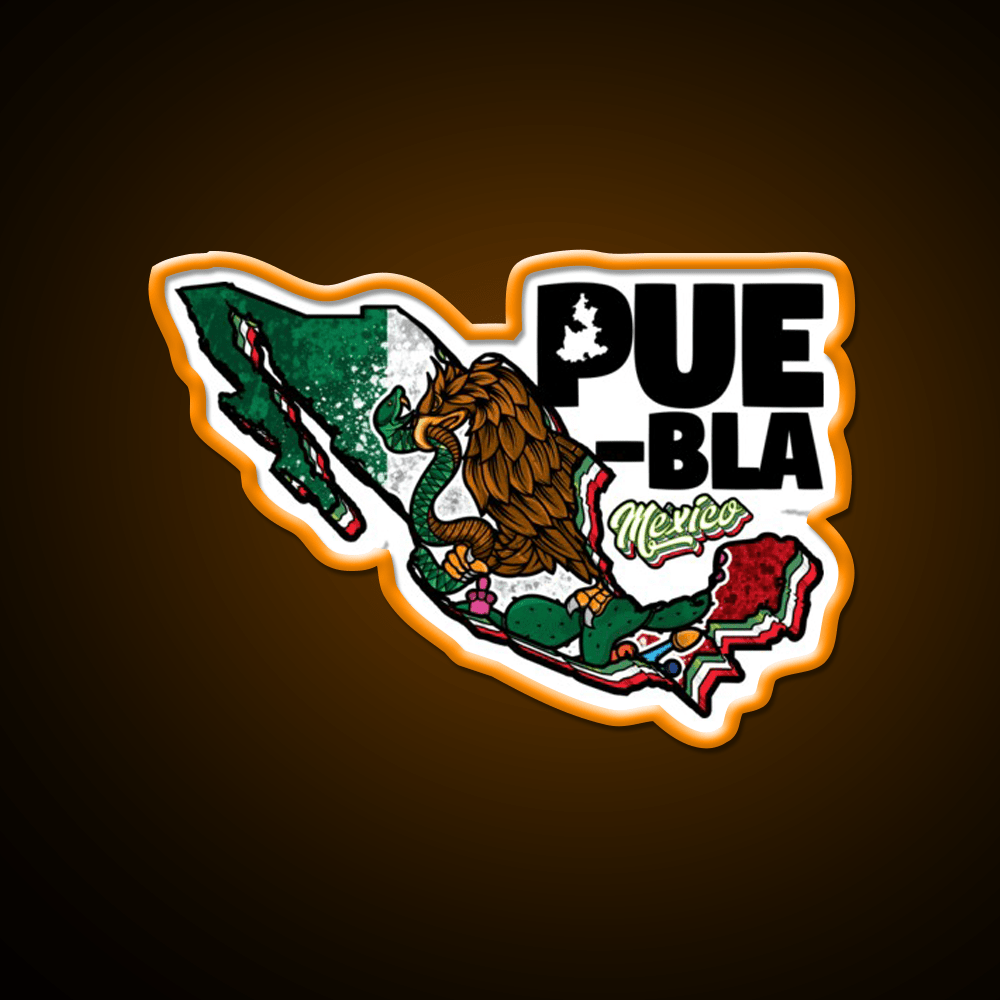 Puebla Map Of Mexico Party Drink Tequila Led Neon Sign Rgb Color - Shineneon