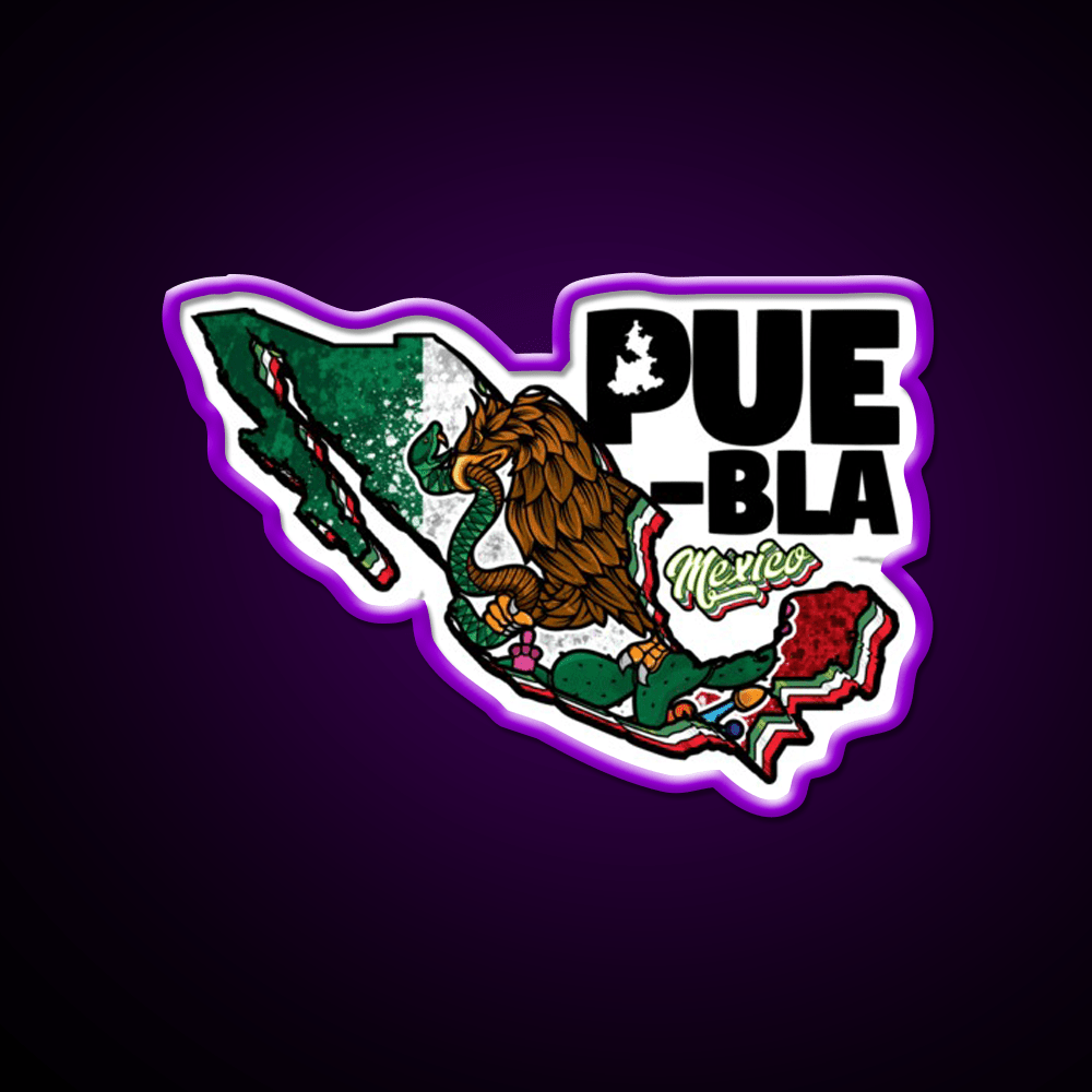 Puebla Map Of Mexico Party Drink Tequila Led Neon Sign Rgb Color - Shineneon