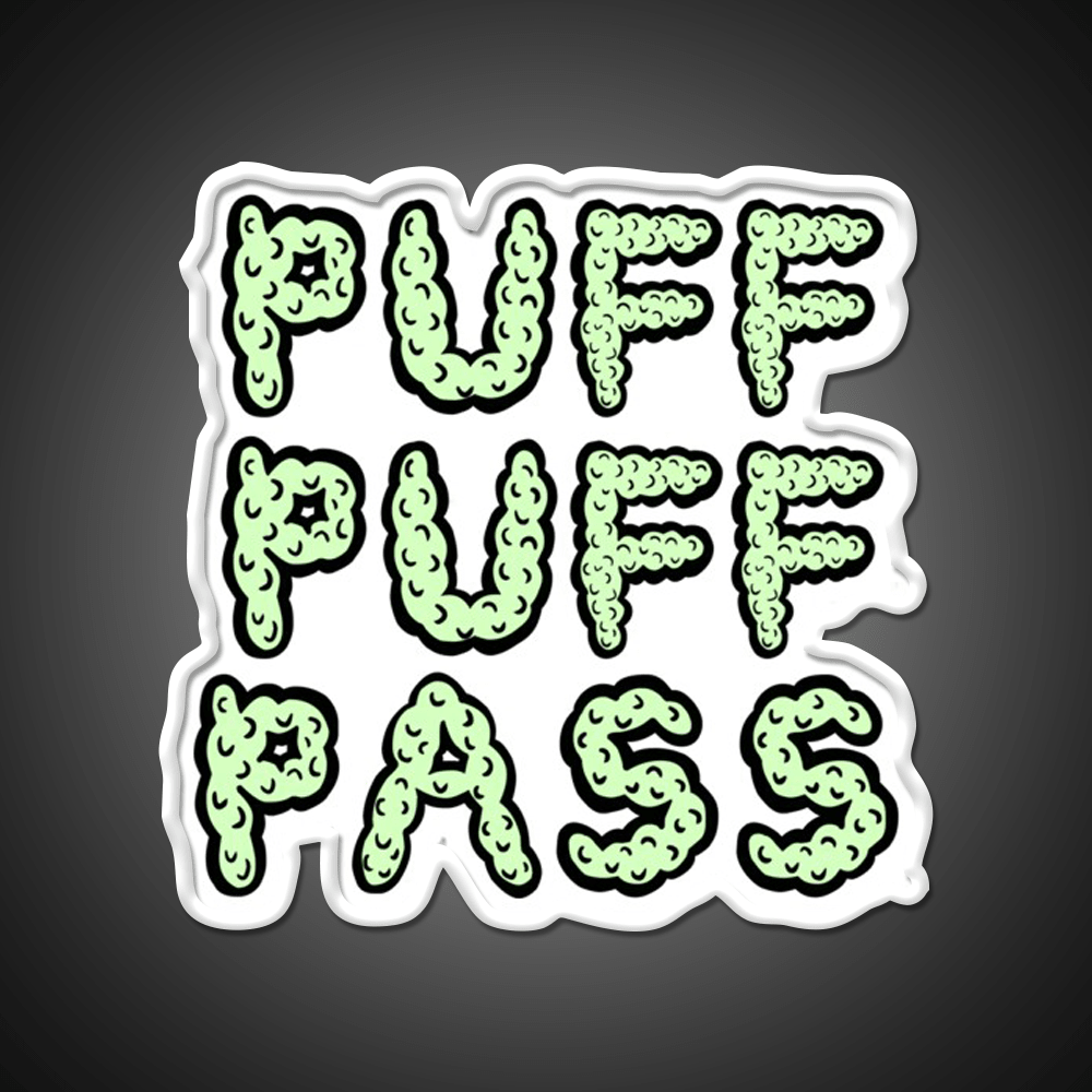 Puff Puff Pass Base Hemp Inspired Green Leaf Led Neon Sign Rgb Color - Shineneon