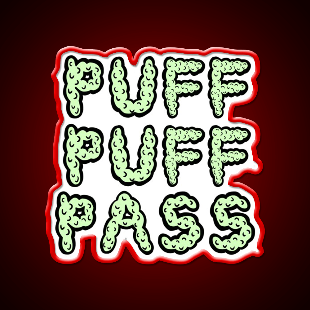 Puff Puff Pass Base Hemp Inspired Green Leaf Led Neon Sign Rgb Color - Shineneon