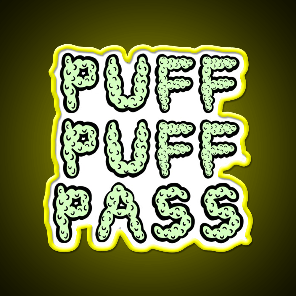 Puff Puff Pass Base Hemp Inspired Green Leaf Led Neon Sign Rgb Color - Shineneon