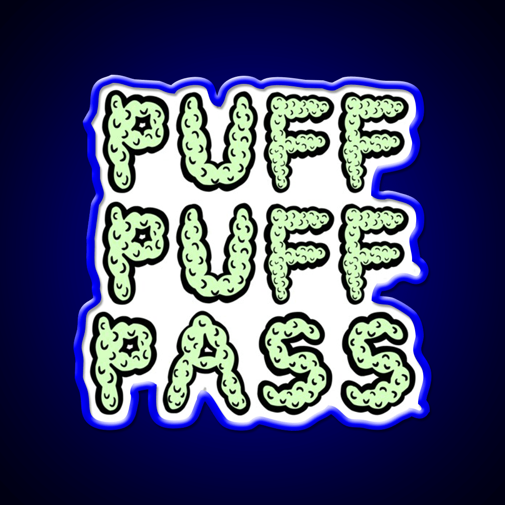 Puff Puff Pass Base Hemp Inspired Green Leaf Led Neon Sign Rgb Color - Shineneon