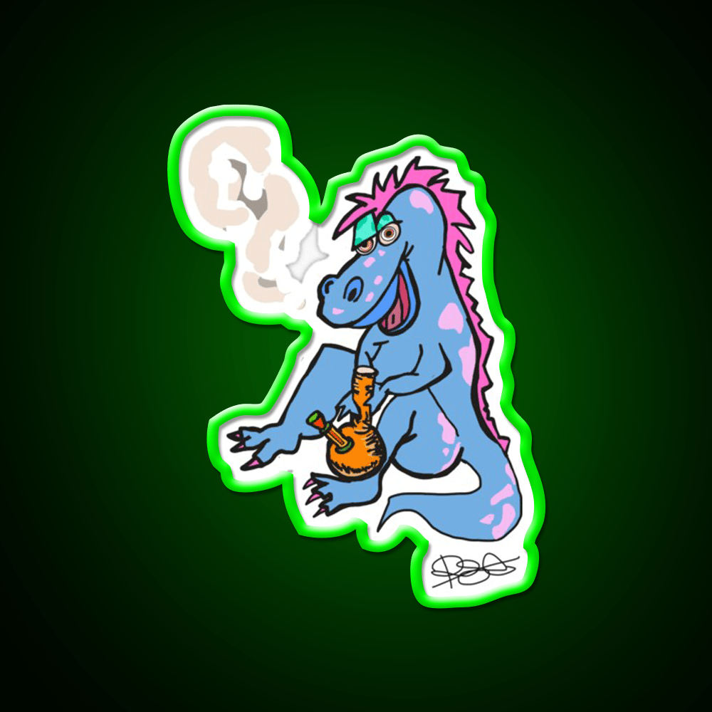 Puff The Dino Hemp Inspired Green Leaf Led Neon Sign Rgb Color - Shineneon