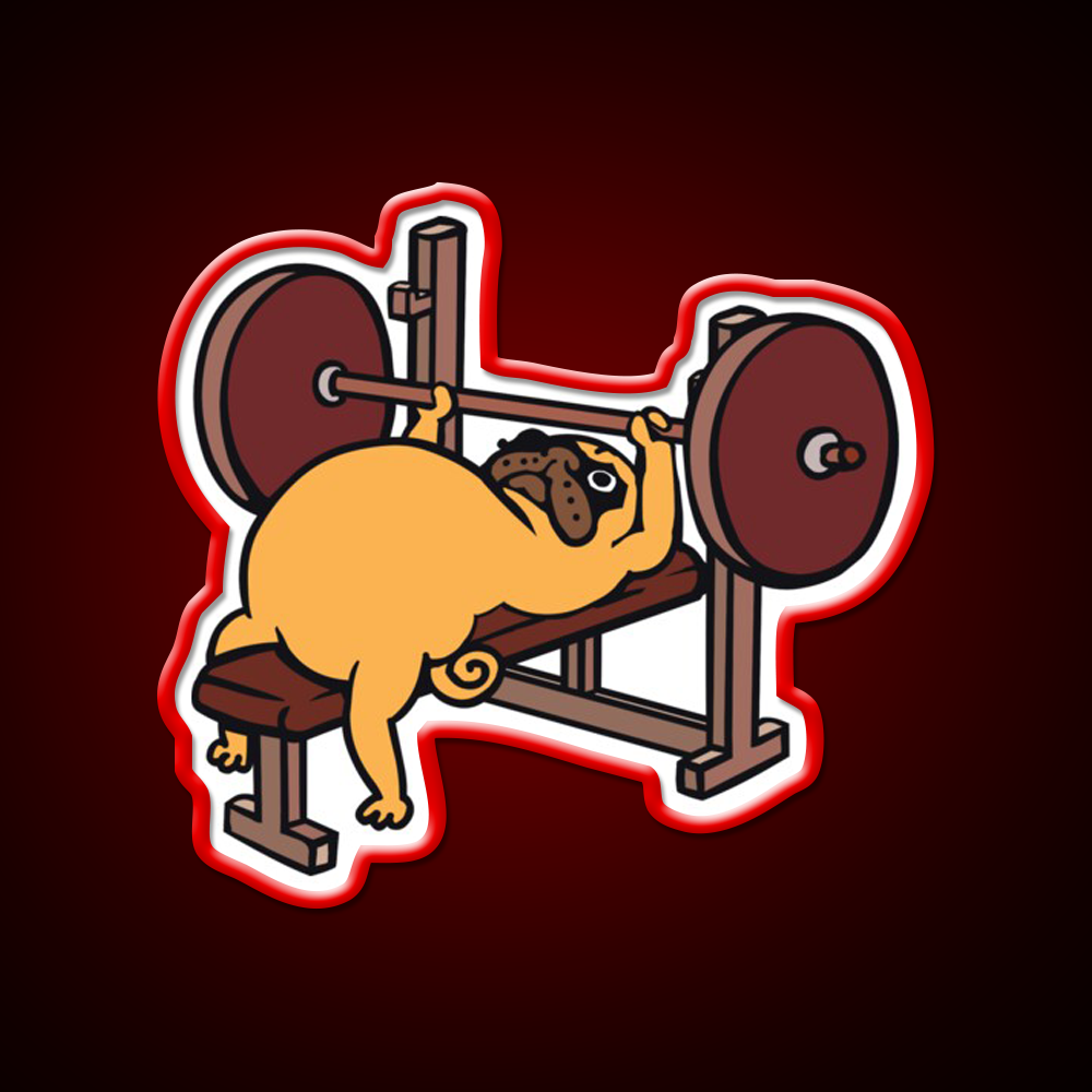 Pug Bench Press Gym Fitness Led Neon Sign Rgb Color