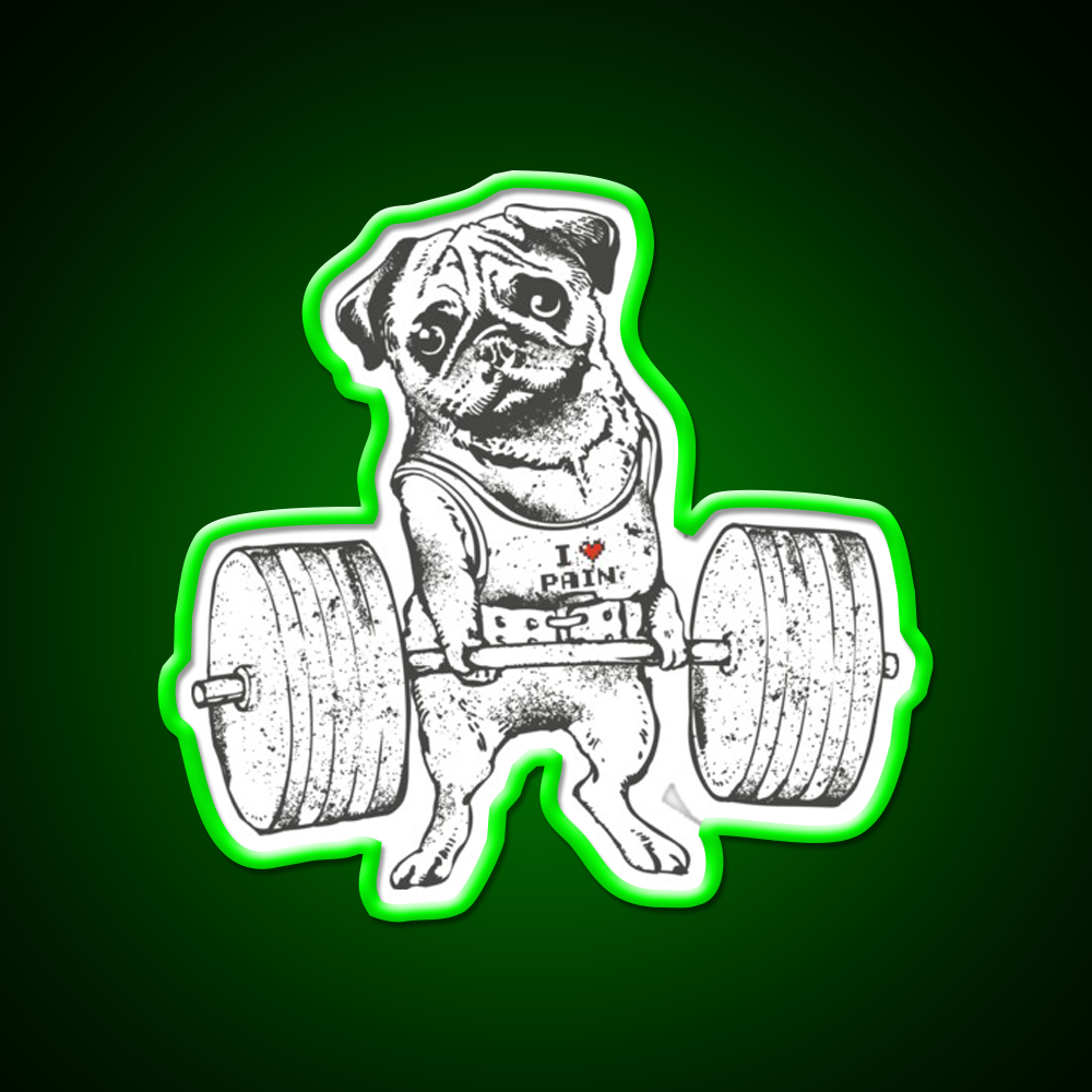 Pug Lift Gym Fitness Led Neon Sign Rgb Color