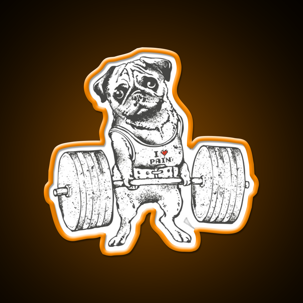 Pug Lift Gym Fitness Led Neon Sign Rgb Color