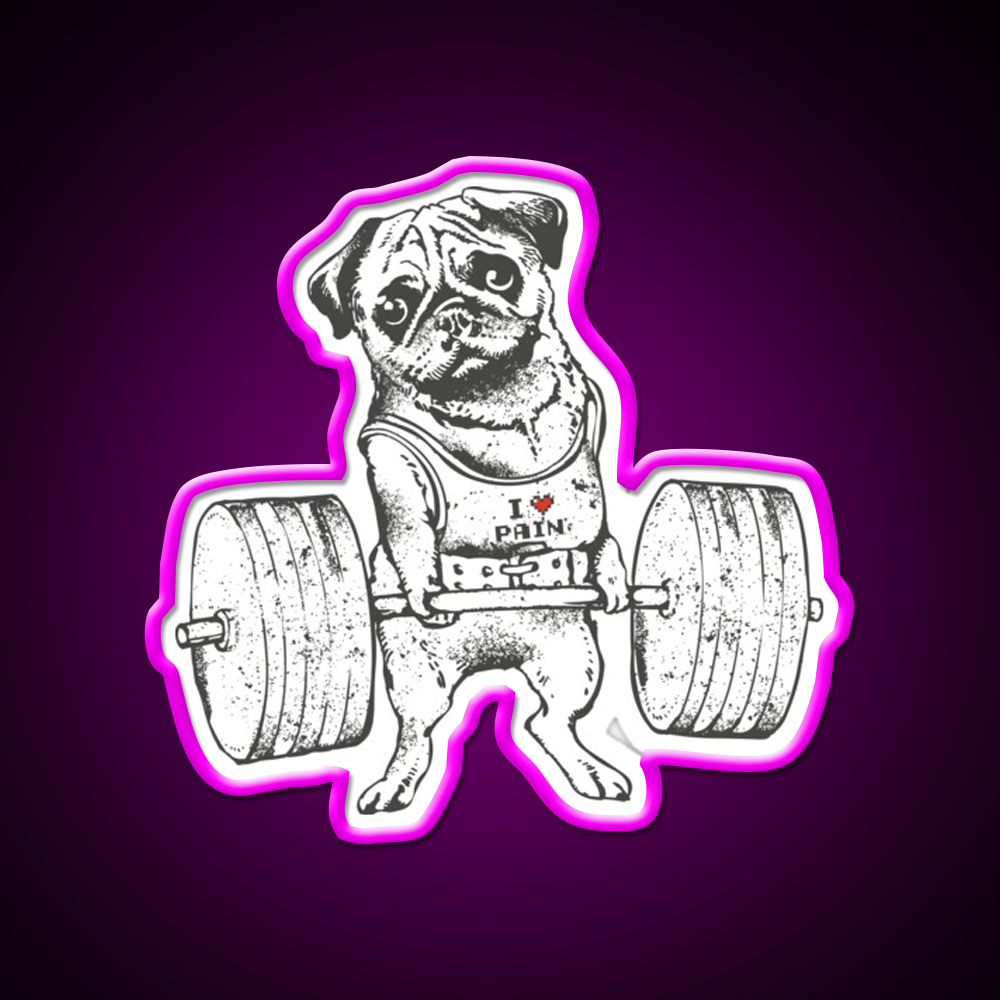Pug Lift Gym Fitness Led Neon Sign Rgb Color