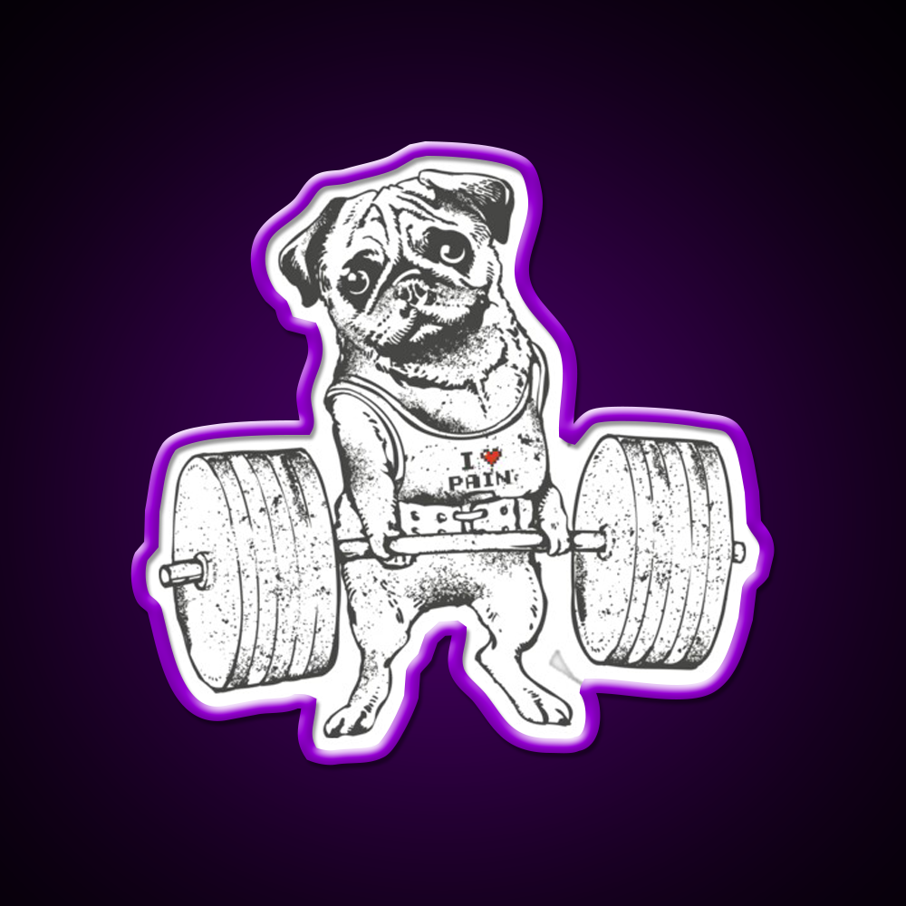Pug Lift Gym Fitness Led Neon Sign Rgb Color
