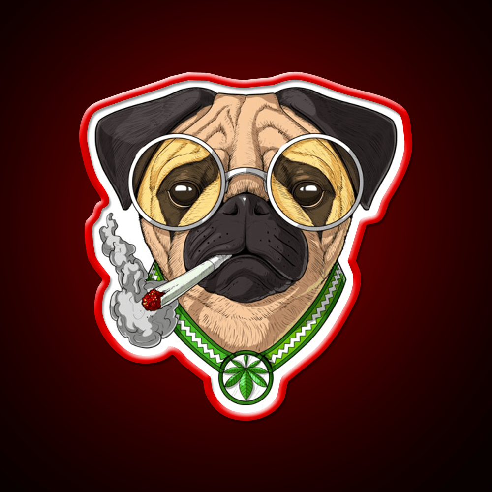 Pug Weed Hemp Inspired Green Leaf Led Neon Sign Rgb Color - Shineneon