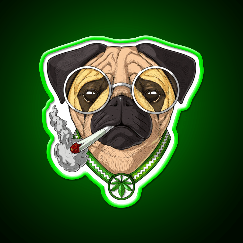 Pug Weed Hemp Inspired Green Leaf Led Neon Sign Rgb Color - Shineneon