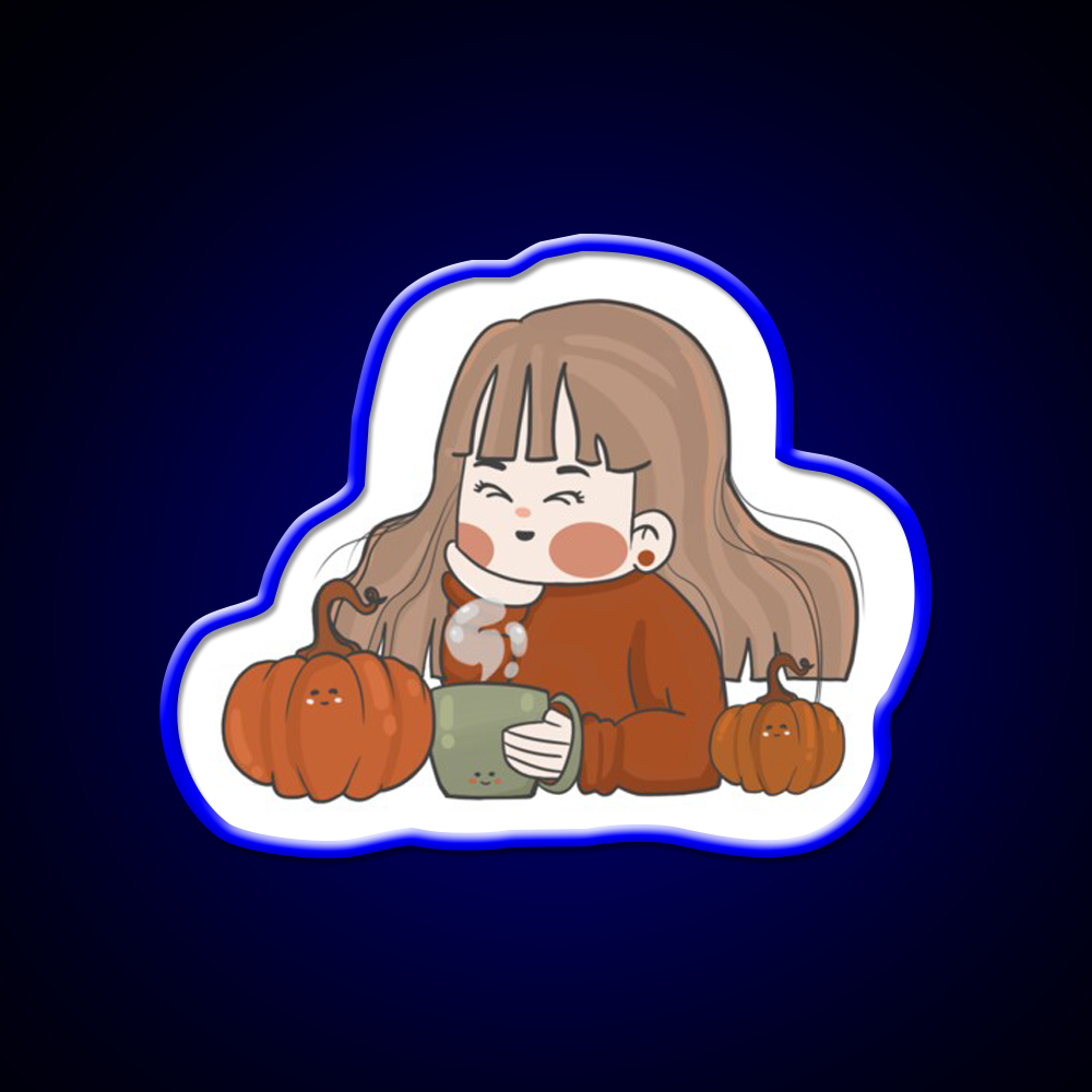 Pumpkin Girl Cafe Led Neon Sign Espresso Bar Art Rgb Color