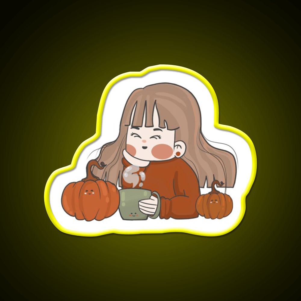 Pumpkin Girl Cafe Led Neon Sign Espresso Bar Art Rgb Color - Shineneon