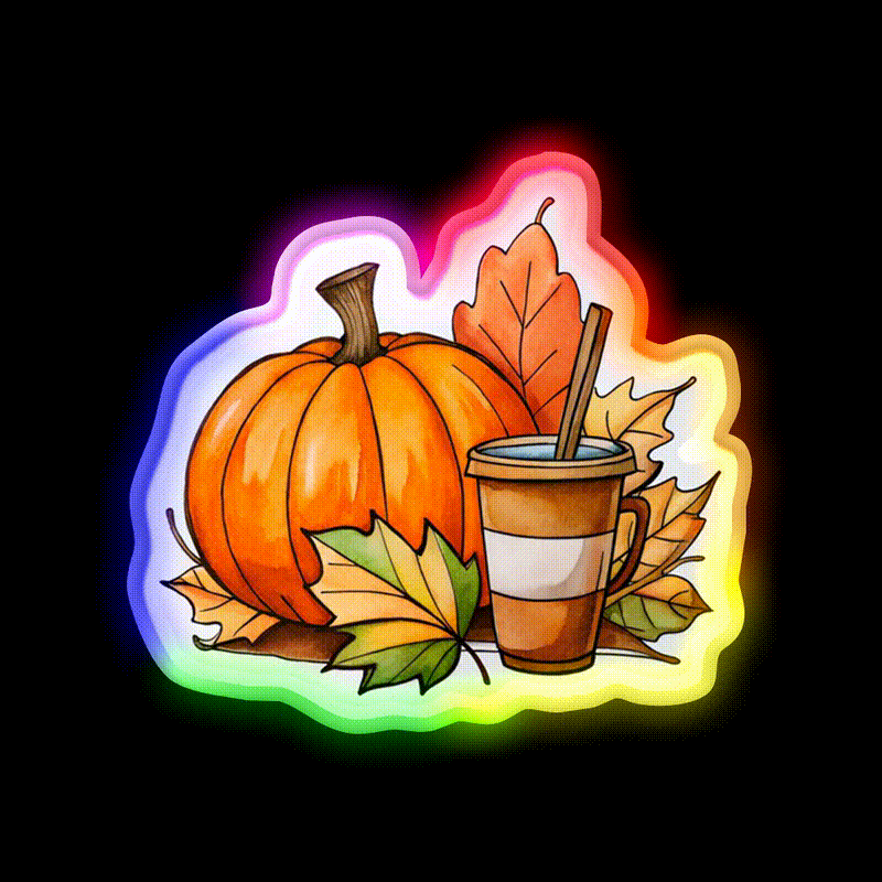 Pumpkin Latte Coffee Vibes Cafe Led Neon Sign Espresso Bar Art Rgb Color