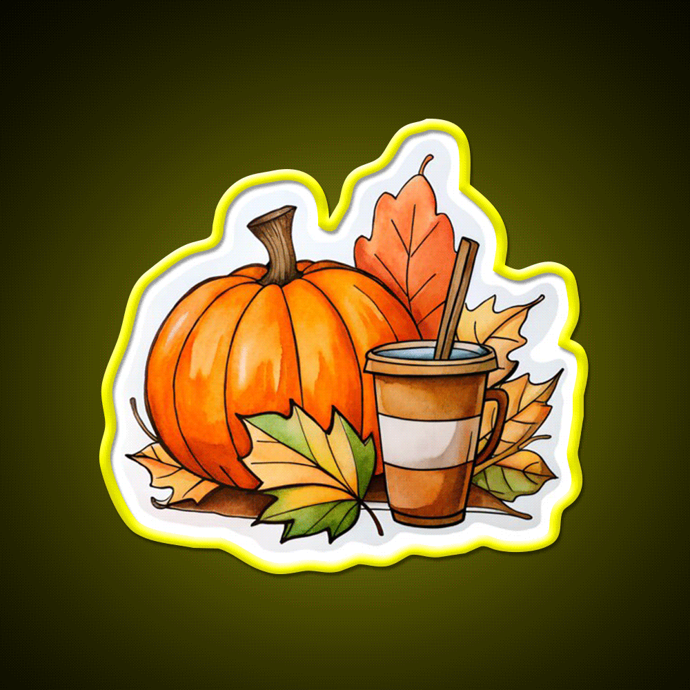 Pumpkin Latte Coffee Vibes Cafe Led Neon Sign Espresso Bar Art Rgb Color