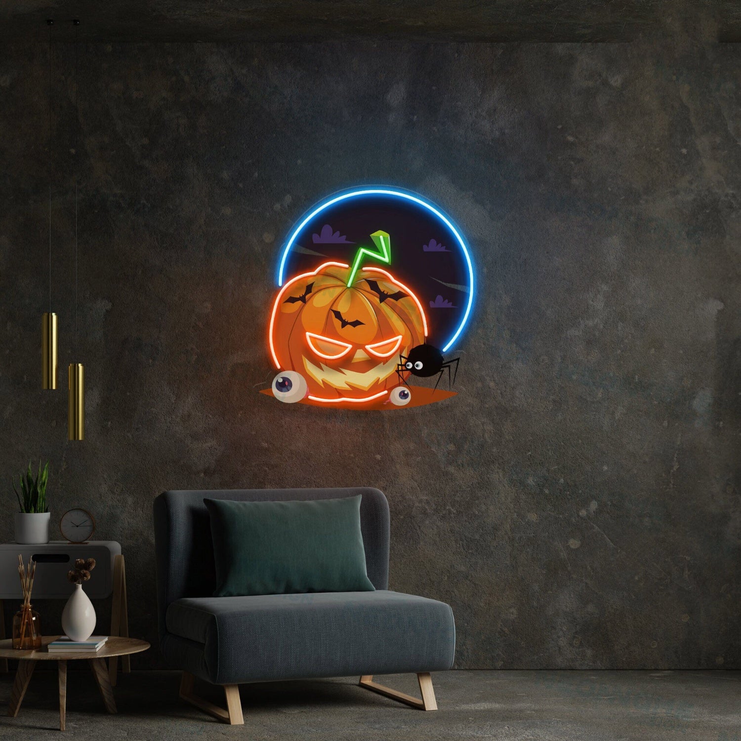 Pumpkin Spider Led Uv Led Neon Sign Halloween Decor Indoor For Home | Shineneon