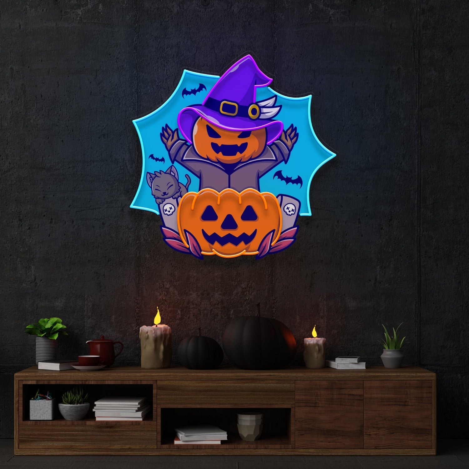 Pumpkin Witch Neon Acrylic Artwork | Shineneon