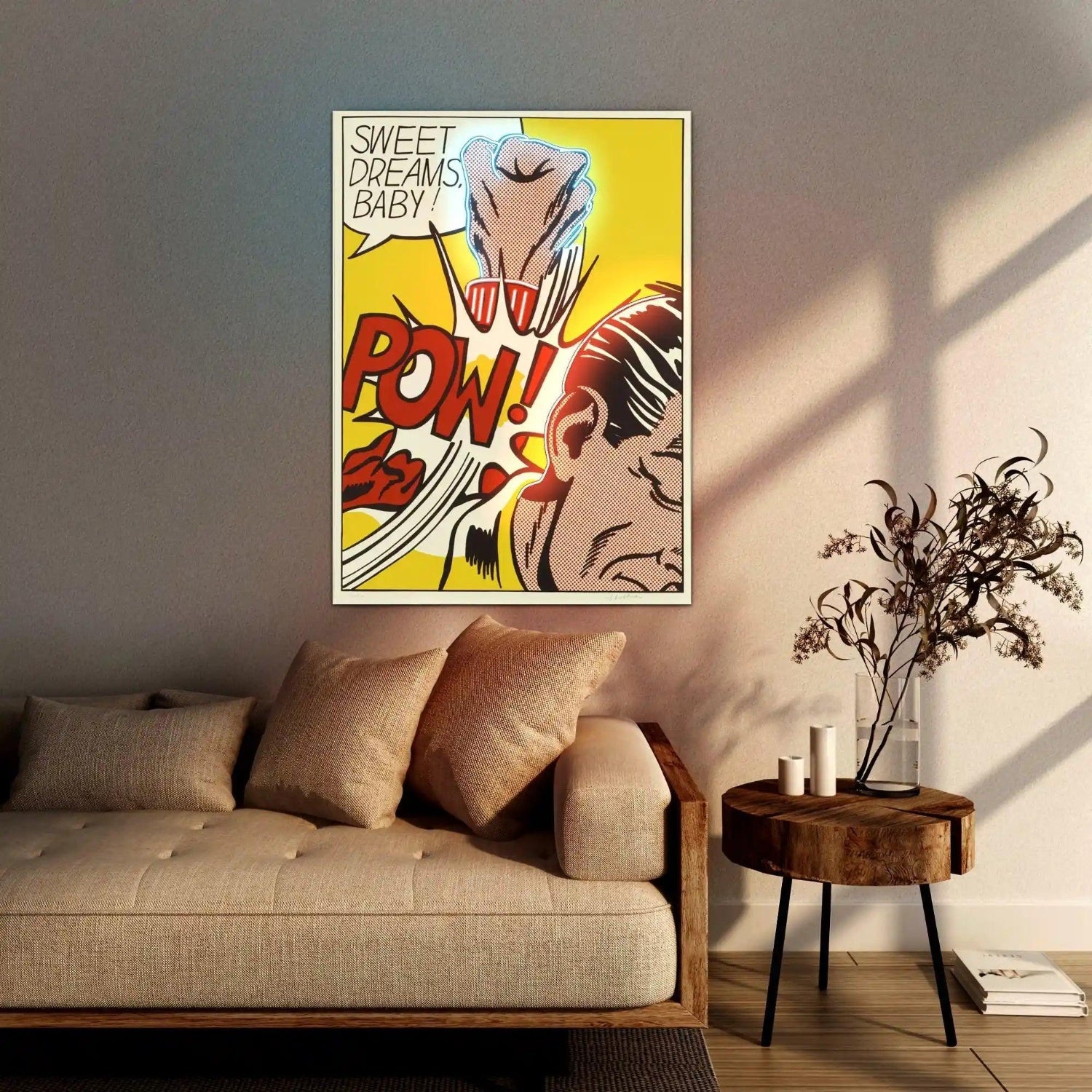 Punch Pow Blue Led Neon Sign Modern Comic Living Room Decor | Shineneon