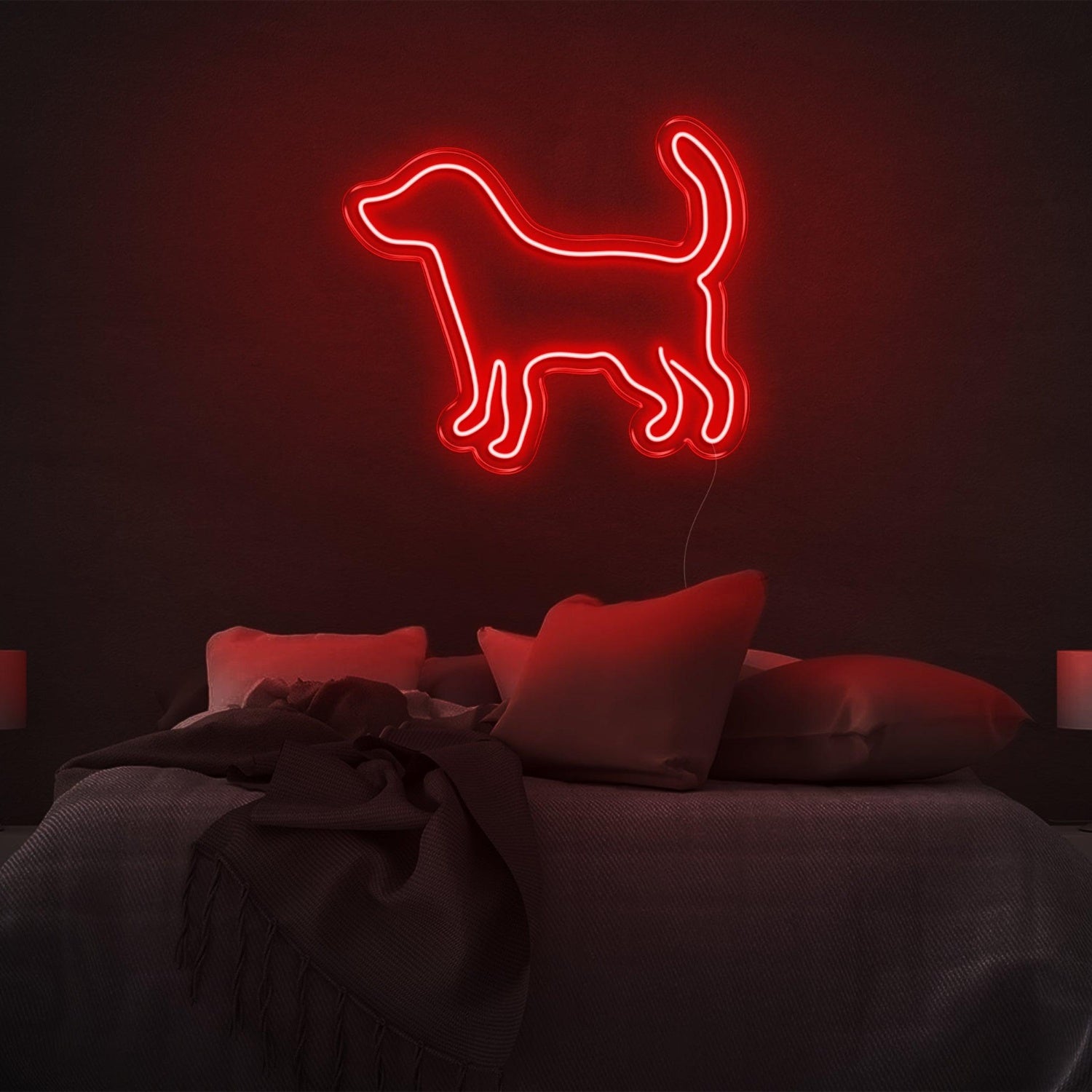 Puppy Silhouette White Led Neon Sign For Modern Bedroom Decor | Shineneon