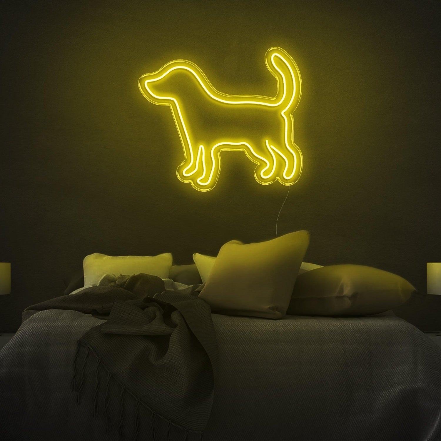 Puppy Silhouette White Led Neon Sign For Modern Bedroom Decor | Shineneon