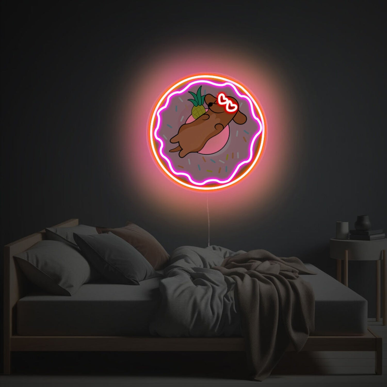 Puppy Sleeping On The Donut Led Neon Acrylic Artwork | Shineneon